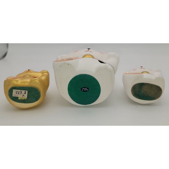 Set Of 3 Maneki Neko Lucky Cat Coin Banks - Picture 7 of 9